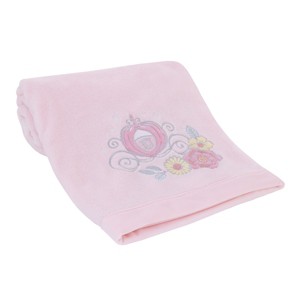 NoJo Disney Sweet Princess Pink and Light Blue Enchanted Carriage Super Soft Baby Blanket - 1 of 4