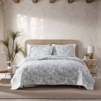 Tommy Bahama Palmday 100% Cotton Quilt Bedding Set Gray
