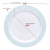 Smarty Had A Party 7.5" White w/ Turquoise and Silver Rim Plastic Salad Plates - 120 pcs - 3 of 4