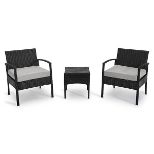 EDYO LIVING 3pc Wicker Outdoor Patio Conversation Furniture Set - 1 of 4
