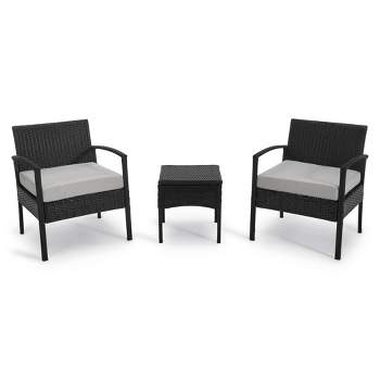 EDYO LIVING 3pc Wicker Outdoor Patio Conversation Furniture Set