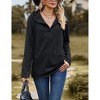 Women Casual Hoodie Long Sleeves Fashion Pullover Shirt Loose Fit V Neck Drawstring Tunic Winter Tops Comfy Shirts - 4 of 4