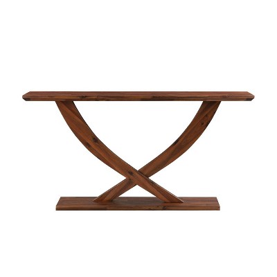 Rasmus 57" Chestnut Acacia Wood Console Table with Wire Brush Finish