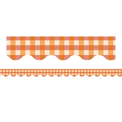 Teacher Created Resources Orange Gingham Scalloped Border Trim, 35 Feet (Pack of 6)