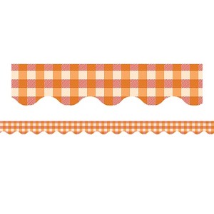 Teacher Created Resources Orange Gingham Scalloped Border Trim, 35 Feet (Pack of 6) - 1 of 1