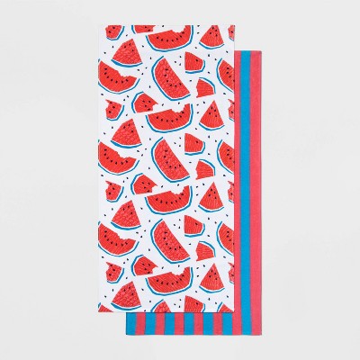 2pk Striped Beach Towel Bundle Watermelon/Red - Sun Squad™, image 1 of 11 slides
