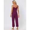 cheibear Women's Soft Cami Top and Capri Lace Trim Sleeveless Summer Pajama Set - 3 of 4