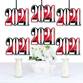 Big Dot of Happiness 2024 Red Graduation Decorations - DIY Party Essentials - Set of 20