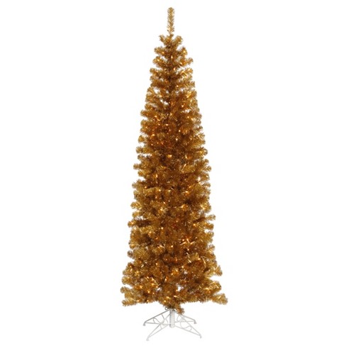 Vickerman 6.5' Antique Gold Pencil Artificial Christmas Tree, Clear  Dura-lit Incandescent Lights