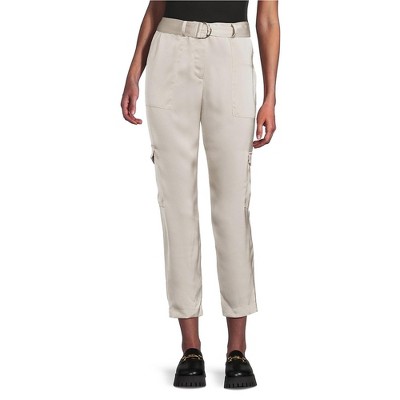 Calvin Klein Womens Satin Belted Casual Cargo Pants