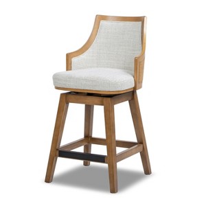 Bahama 30" Cane Rattan High-Back Swivel Counter Stool with Recessed Arms - 1 of 4