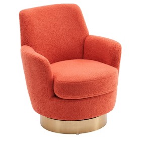 Lyngins Swivel Accent Chair with Stainless Steel Base,Upholstered Swivel Round Barrel Chair,Velvet Sofa Chair for Bedroom,Living Room - 1 of 4