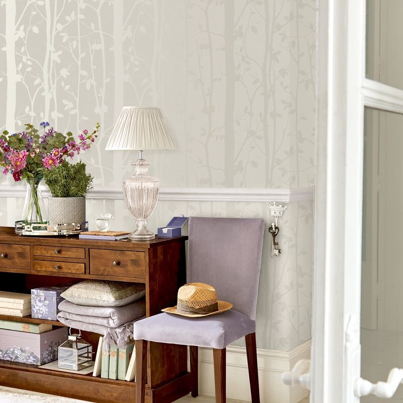 Laura Ashley Cottonwood Pearlescent White Wallpaper, 5 of 6