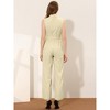 Allegra K Women's Button Down Collared Wide Leg Tie-Waist Sleeveless Cargo Jumpsuits - 4 of 4