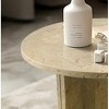 NicBex Natural Marble Small Coffee Table, Genuine Marble Round End Table, Stone Side Table for Living Room,17.7" Nightstand with Semi-Polished Surface - 2 of 4