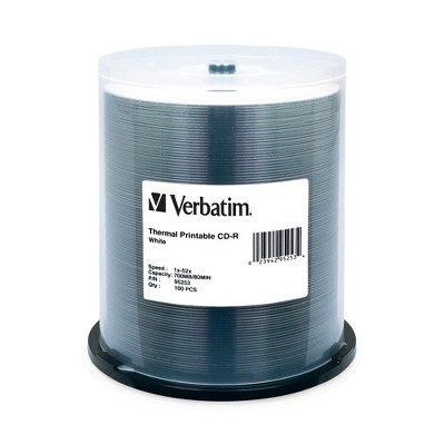 Verbatim CD-R 700MB 52X White Thermal Printable Recordable Media Disc - 100pk Spindle