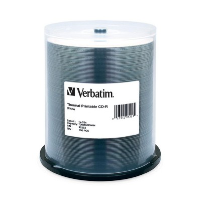 Verbatim CD-R 700MB 52X White Thermal Printable Recordable Media Disc - 100pk Spindle