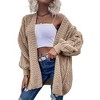 Imily Bela Womens Oversized Open Front Cable Knit Cardigan Sweaters Lantern Long Sleeve Chunky Outwear Coats - 2 of 4