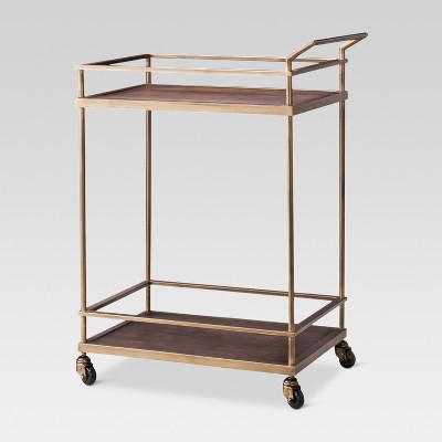 Wood &#38; Gold Finish Bar Cart - Threshold&#8482;