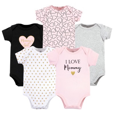 Hudson Baby Infant Girl Cotton Bodysuits, Girl Mommy 5Pk, Newborn