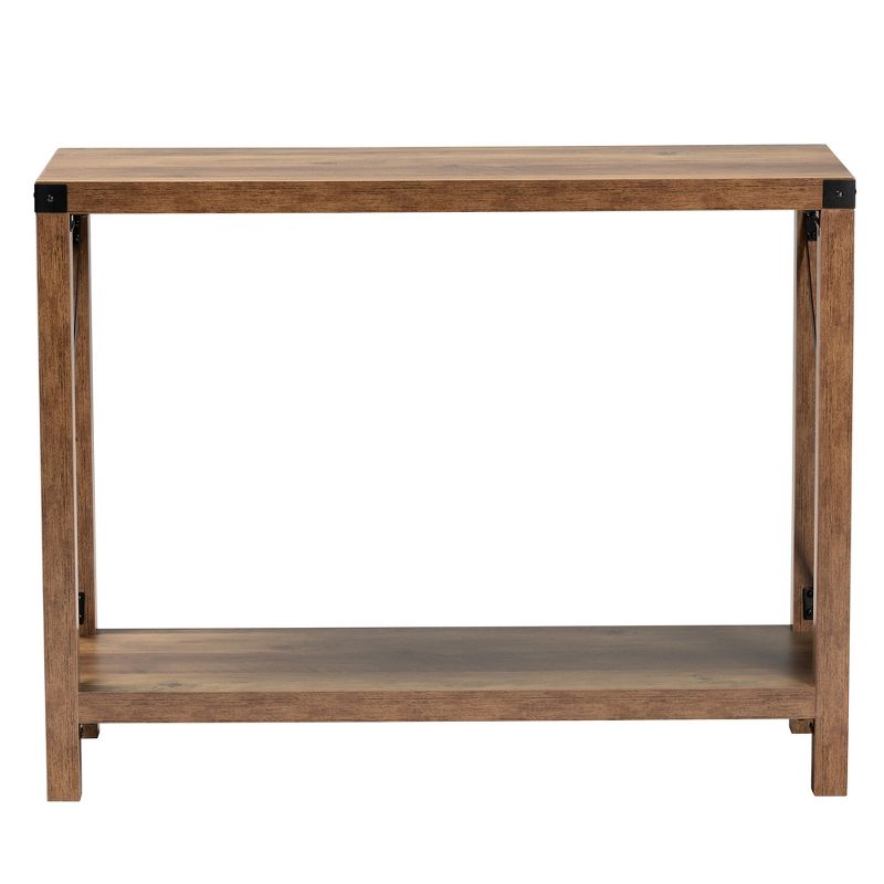 Baxton Studio Rumi Modern Farmhouse Natural Brown Finished Wood and Black Metal Console Table, 3 of 9
