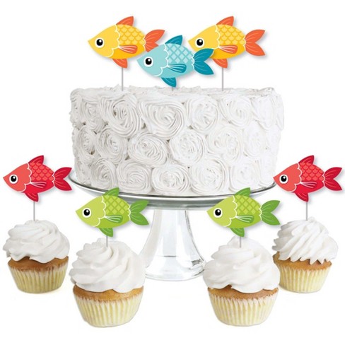 Big Dot Of Happiness Let's Go Fishing - Dessert Cupcake Toppers - Fish  Themed Birthday Party Or Baby Shower Clear Treat Picks - Set Of 24 : Target