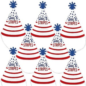 Big Dot of Happiness Stars and Stripes - Mini Cone Memorial Day, 4th of July & Labor Day USA Patriotic Party Hats - Small Little Party Hats - Set of 8 - 1 of 4