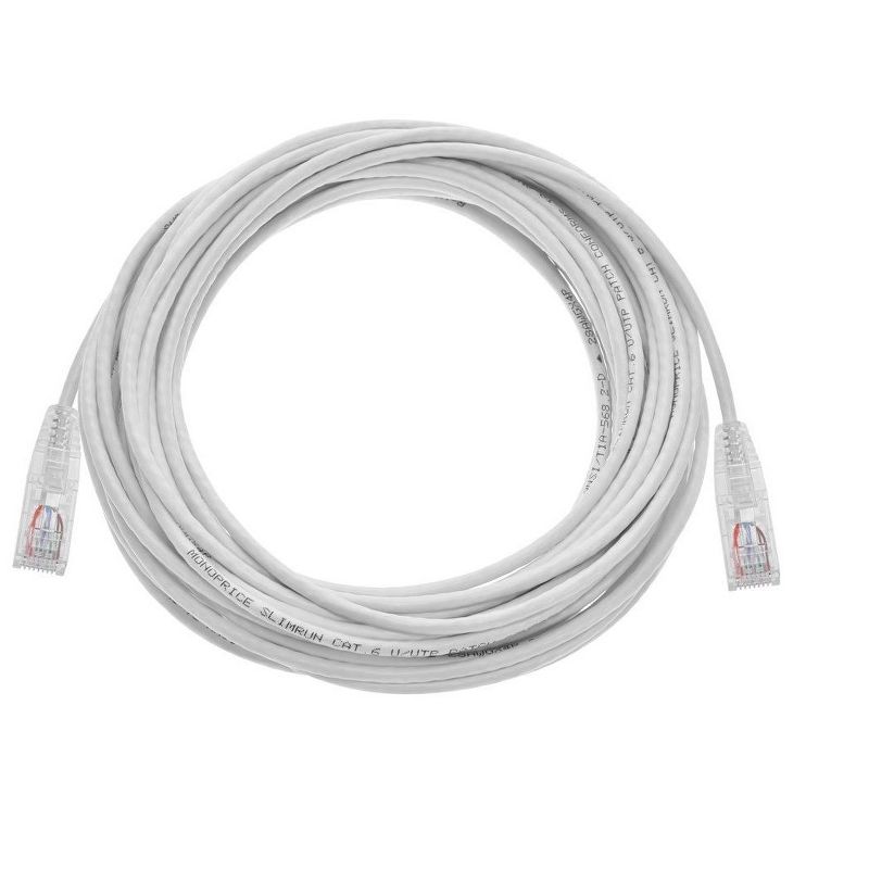 Monoprice Cat6 Ethernet Patch Cable - 25 feet - White | Snagless RJ45 Stranded 550MHz UTP CMR Riser Rated Pure Bare Copper Wire 28AWG - SlimRun Series, 4 of 7