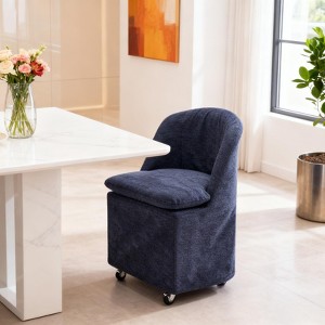 GDFStudio Galen Modern Chenille Upholstered Dining Chair with Universal Wheels - 1 of 4