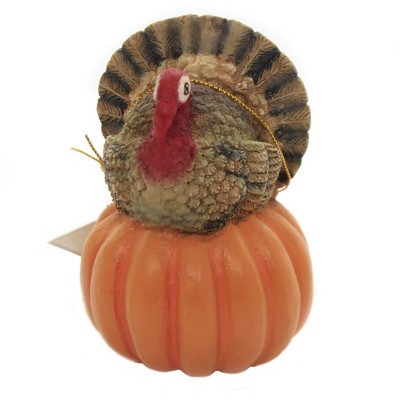 Thanksgiving 4.0" Turkey On Pumpkin Gobble Gobble Bird Waddle  -  Decorative Figurines