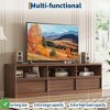 70 inch Mid Century Modern MDF TV Stand for 65 70 75 Inch TVs Industrial Entertainment Center w/ 3 Drawers & Open Shelves - 4 of 4