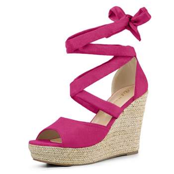 Strappy Slingback Sandal Wedges in Hot Pink - Froggie