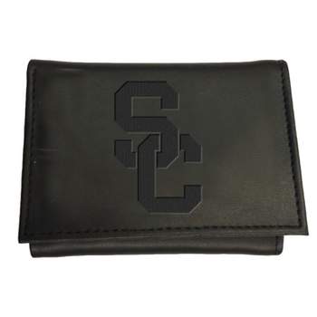 Evergreen NCAA USC Trojans Black Leather Trifold Wallet Officially Licensed with Gift Box