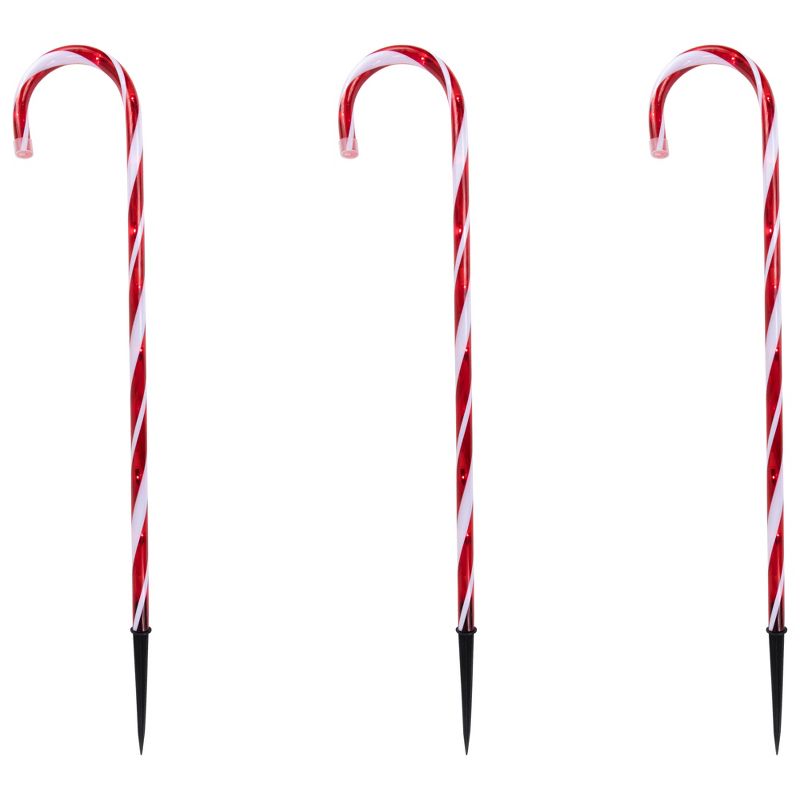 Northlight Set of 3 Red and White Twinkle Candy Cane Pathway Markers 26", 4 of 6