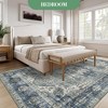 Area Rug 5x7 – Washable Ultra-Thin Low Pile Vintage Oriental Distressed Foldable Non-Slip Rug for Bedroom, Living Room & Home Office, Denim - 3 of 4
