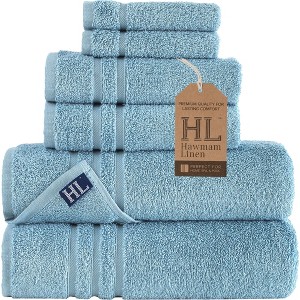 Hawmam Linen 6 Piece Bath Towels Set for Bathroom Original Turkish Cotton Soft, Absorbent and Premium 2 Bath Towels, 2 Hand Towels, 2 Washcloths - 1 of 4