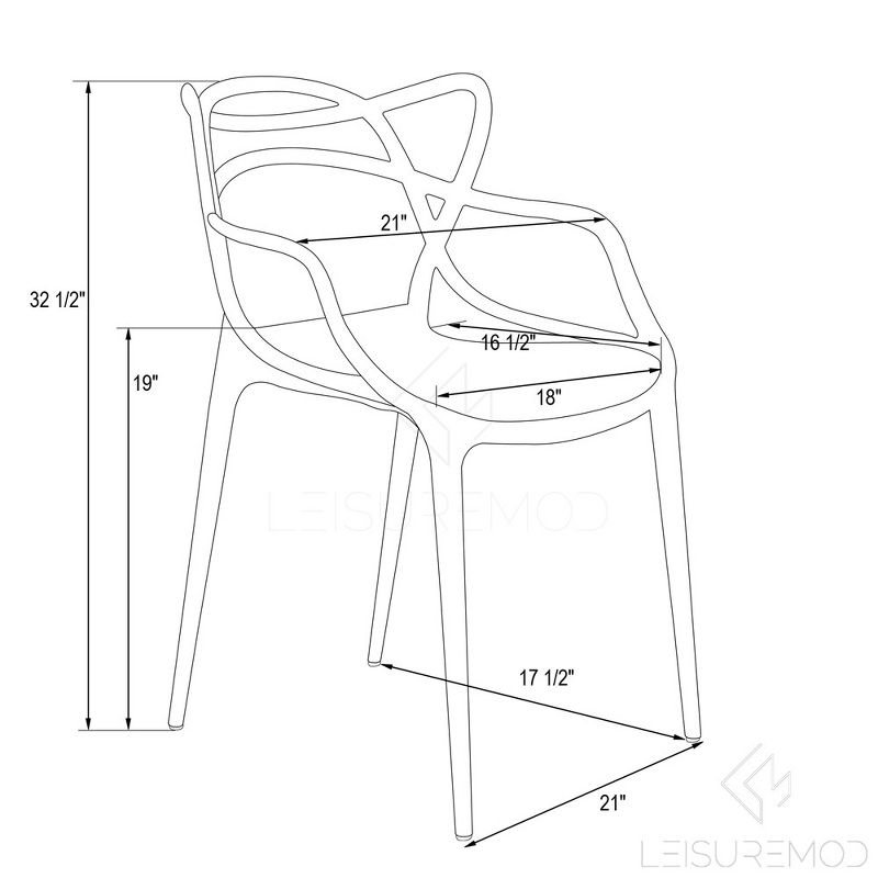 LeisureMod Milan Modern Plastic Dining Chair with Wire Design, 5 of 6