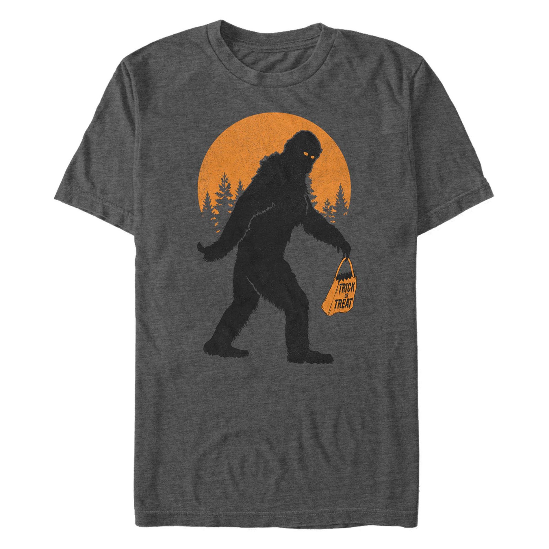 Men's Lost Gods Halloween Bigfoot Trick-or-Treat  T-Shirt - Charcoal Heather - 2X Large
