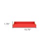 HomeRoots 16" Red Wood and Vinyl Faux Shagreen Handmade Serving Tray With Handles - 3 of 4