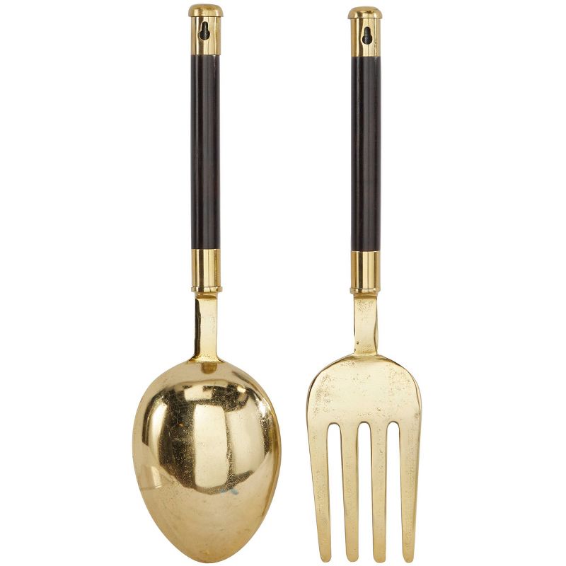 Set of 2 Aluminum Metal Utensils Spoon and Fork Wall Decors - Olivia & May, 2 of 8