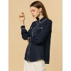 Allegra K Women's Long Sleeves Contrast Color Twin Pockets Button Down Shirt - 4 of 4