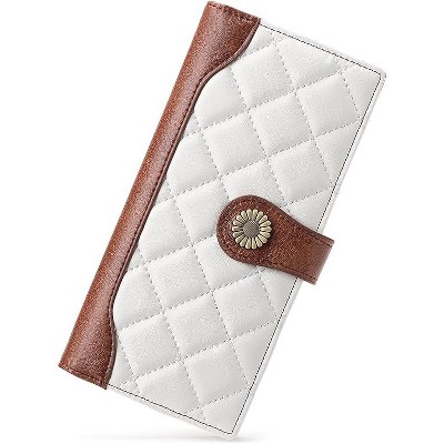 BEAFUP Women PU Leather Wallet,Large Capacity Bifold RFID Blocking Card Holder with ID Window with Zipper Coin Pocket