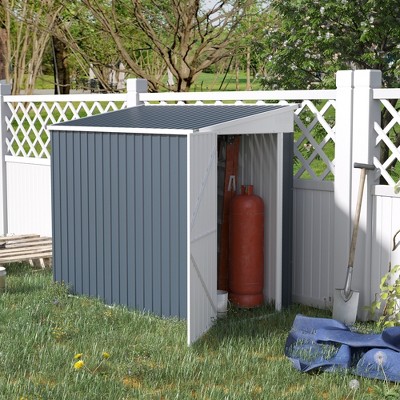 4' x 8' Gray Metal Lean-to Storage Shed with Windows