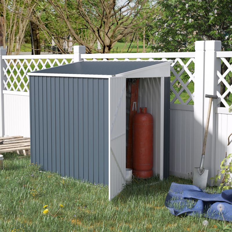Outsunny Garden Metal Storage Shed, Outdoor Lean to Tool house with Lockable Door, 2 Air Vents & Steel Construction for Backyard, Patio, Lawn, Garage, 3 of 8