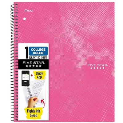 Five Star Active Subject Notebook 80ct Pink