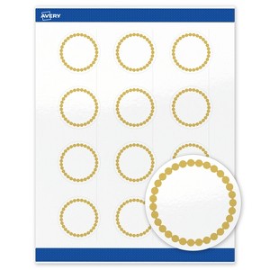 Avery® Labels, 2" Diameter, Gold Beads, Glossy White, 120ct - 1 of 4