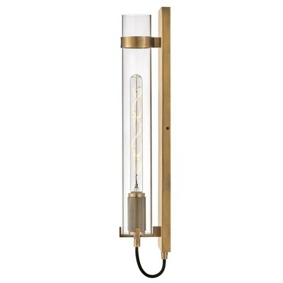 Ryden Heritage Brass Cylinder Sconce with Clear Glass Shade