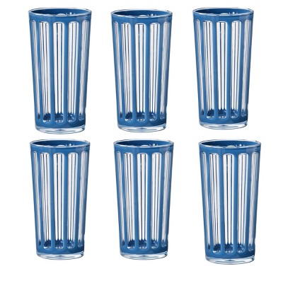 TAG Villa 22 oz Blue Acrylic Tumbler BPA-Free, Dishwasher Safe, Durable Drinkware Set of 6