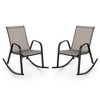 Tangkula Set of 2 Metal Rocking Chair Heavy-Duty Rocker Outdoor Anti-Slip Brown Patio - 4 of 4