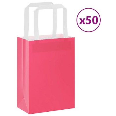 vidaXL Paper Bags 50 pcs with Handles Pink 5.9x3.1x8.3"
